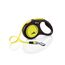 flexi® Neon S Gurt 5 m schwarz, Gurt in neon-gelb, Roll-Leine für Hunde bis 15 kg