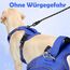 Funfox Hundegeschirr Grosse Hunde [XL] - Verstellbares Anti-Zug Brustgeschirr mit Griff & Reflektorstreifen, Atmungsaktives No Pull Hundegeschirr für Grosse/Mittelgroße Hunde Outdoor Blau
