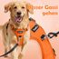 Funfox Hundegeschirr Grosse Hunde [XL] - Verstellbares Anti-Zug Brustgeschirr mit Griff & Reflektorstreifen, Atmungsaktives No Pull Hundegeschirr für Grosse/Mittelgroße Hunde Outdoor Orange