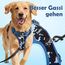Funfox Hundegeschirr Grosse Hunde [XL] - Verstellbares Anti-Zug Brustgeschirr mit Griff & Reflektorstreifen, Atmungsaktives No Pull Hundegeschirr für Grosse/Mittelgroße Hunde Outdoor Mosaik Blau