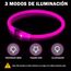 Nepfaivy Leuchthalsband Hund USB Aufladbar - Wasserdichtes Hundehalsband Leuchtend mit 3 Beleuchtungsmodi, Längenverstellbareres LED Halsband für Kleine, Mittlere und Große Hunde (Rosa)