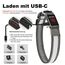 Leuchtendes Hundehalsband, wiederaufladbar über USB-C, reflektierendes, im Dunkeln leuchtendes Hundehalsband mit 7 Beleuchtungsmodi für Sicherheit bei Nacht (Grau, Medium)