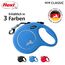 flexi® Classic L | 8m Gurt Roll-Leine für Hunde bis 50 kg | Blau | ausziehbare Hundeleine | Gewicht 534.3 gr | Maße 14.7 x 20.9 cm