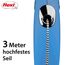 flexi® Classic XS | 3m Seil Roll Leine für kleine Hunde bis 8 kg | Miniformat mit 3-Finger Griff | Blau | ausziehbare Hundeleine | Gewicht 100.7 gr | Maße 8.2 x 13 cm