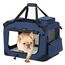 Feandrea Hundebox faltbar, Transportbox Hund, S, Hundetasche, Oxford-Gewebe, Netzstoff, atmungsaktiv tragbar transportabel, Metallrahmen, mit Griffen, Taschen, 50 x 35 x 35 cm, dunkelblau PDC50Z