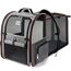 Lekespring Katzen Rucksack Hunderucksack für Große Katzen Hunde bis 12kg, Erweiterbar Faltbare Haustier Rucksack mit Innerer Sicherheitsleine und Haustiermatte, Grau-XL