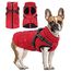 Woiil Hundemantel Hundejacke Wintermantel für Kleine Hunde, Hundemantel Winter mit Geschirr, Hunde Wintermantel Kostüm Ärmellose Baumwolle Gepolsterte Weste Wasserdicht Warme Reflektierend, Rot XS