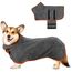 Jostift Mikrofaser Hunde Bademantel Badetuch, Hundebademantel Extra Saugfähig, Schnell Trocknender Hundebademantel, Hundehandtuch mit Verstellbaren Trägern für Große Mittel und Kleine Hunde(Grau, S)