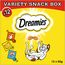DREAMIES Katzensnacks - 12x60g - mit Huhn, Käse und Lachs - Traumhaft knusprige Katzen Leckerlies mit zarter Füllung - Variety Snack Box