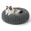 BEDSURE orthopädisches Katzen Bettchen - Flauschiges Donut 51x51x15cm rundes Katzensofa mit waschbarem & abnehmbarem Cord-Fleece-Bezug, rutschfeste Unterseite, dunkelgrau