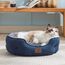 BEDSURE Katzenbett waschbar Katzen Bettchen - 51x48x15cm Katzenkorb mit zweiseitig Innenkissen Katzenschlafplatz für Katzen oder kleine Hunde, Navyblau