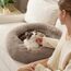 BEDSURE Katzenbett waschbar Flauschiges Hundebett - Ø 50 cm Rund Kissen, Katzenschlafplatz für Katzen Kleine Mittelgroße Hunde, Plüsch Katzenkissen Rund Kuschelbett Katzen Bettchen, Kamel