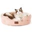 BEDSURE Katzenbett waschbar Katzen Bettchen - 51x48x15cm Katzenkorb mit zweiseitig Innenkissen Katzenschlafplatz für Katzen oder kleine Hunde, rosa