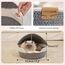 CheerPals Katzenbett Geflochten & Katzenhöhle mit Deckel – Formstabiler Katzenkorb aus Kratzfestem Garn, 2-in-1 Kuschelhöhle mit Waschbarem Kissen für Versteck & Schlaf, 44x44x33cm (Beige/Blau)