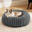 BEDSURE orthopädisches Katzen Bettchen - Flauschiges Donut 51x51x15cm rundes Katzensofa mit waschbarem & abnehmbarem Cord-Fleece-Bezug, rutschfeste Unterseite, dunkelgrau