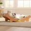 CheerPals Sisal Kratzbrett Katzen mit Sisalkugel - 160° Gebogenes Design, Massives Buchenholz & Natürliche Sisal Pad Katze Kratzmatte, Extra Große 66.5x35x20.5cm Kratzmöbel für alle Katzen