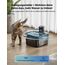 DownyPaws 2.5L Trinkbrunnen für Katze Kabellos, Katzenbrunnen Kabellos mit Bewegungsmelder und Batteriebetrieben, 4000mAh, Leise Wasserpumpe, Tablett aus Edelstahl für Katze, Schwarz mit 6 Filters