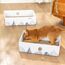 Conlun Katzen Kratzbrett mit Box, Großes Kratzmöbel, Beidseitige Kratzpappe für Katzen, Interaktive Öffnungen, Kratzbett für Wohnungskatzen, mit Katzenminze (2 Stück, Groß, Weiß)