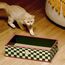 Conlun Katzen Kratzbrett mit Box, Großes Kratzmöbel, Beidseitige Kratzpappe für Katzen, Interaktive Öffnungen, Kratzbett für Wohnungskatzen, mit Katzenminze (1 Stück, Groß, Grün Kariert)