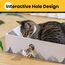 Conlun Katzen Kratzbrett mit Box, Großes Kratzmöbel, Beidseitige Kratzpappe für Katzen, Interaktive Öffnungen, Kratzbett für Wohnungskatzen, mit Katzenminze (1 Stück, Extra Groß, Weiß)