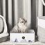 Conlun 5er-Pack Kratzbrett Katze mit Box, Beidseitige Kratzpappe für Katzen, Interaktive Öffnungen, Möbel-Schutz, Langlebig & Stabil (Mittel, Weiß)