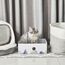 Conlun Katzen Kratzbrett mit Box, Großes Kratzmöbel, Beidseitige Kratzpappe für Katzen, Interaktive Öffnungen, Kratzbett für Wohnungskatzen, mit Katzenminze (1 Stück, Extra Groß, Weiß)
