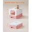 Feandrea Katzenklo, Katzentoilette, mit Deckel, ausziehbares Tablett, Schaufel, Bürste, für Katzen bis 15 kg, weniger Spuren, auslaufsicherer Boden, weiß-pastellrosa PPT001P01
