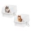 Iris Ohyama Katzenklo offen, bis 7 kg, 2er-Satz, Weiß, ohne Deckel, Katzentoilette, hoher Abnehmbarer Rand, Für große Katzen, Kätzchen, Toilet, XXL Toilette, BPA-frei, Cat Litter Box, CLH-12