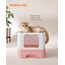 Feandrea Katzenklo, Katzentoilette, mit Deckel, ausziehbares Tablett, Schaufel, Bürste, für Katzen bis 15 kg, weniger Spuren, auslaufsicherer Boden, weiß-pastellrosa PPT001P01