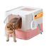 Feandrea Katzenklo, Katzentoilette, mit Deckel, ausziehbares Tablett, Schaufel, Bürste, für Katzen bis 15 kg, weniger Spuren, auslaufsicherer Boden, weiß-pastellrosa PPT001P01