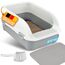 CROPLAS Katzenklo offen groß ohne Deckel,Katzenklo hoher Rand mit Streumatte & Schaufel, große Katzentoilette hoher Rand, cat Litter Box, Katzen klo,cat Toilet,Katzen toiletten, kedi tuvaleti, weiß