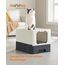Feandrea Katzenklo, Katzentoilette, mit Deckel, ausziehbares Tablett, Schaufel, Bürste, für Katzen bis 15 kg, weniger Spuren, auslaufsicherer Boden, beige-schwarz PPT001W01