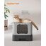 Feandrea Katzenklo, Katzentoilette, mit Deckel, ausziehbares Tablett, Schaufel, Bürste, für Katzen bis 15 kg, weniger Spuren, auslaufsicherer Boden, anthrazitgrau-Taubengrau PPT001B01