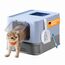 Feandrea Katzenklo, Katzentoilette, mit Deckel, ausziehbares Tablett, Schaufel, Bürste, für Katzen bis 15 kg, weniger Spuren, auslaufsicherer Boden, blassblau-Taubengrau PPT001Q01