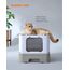 Feandrea Katzenklo, Katzentoilette, mit Deckel, ausziehbares Tablett, Schaufel, Bürste, für Katzen bis 15 kg, weniger Spuren, auslaufsicherer Boden, blassblau-Taubengrau PPT001Q01