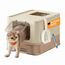 Feandrea Katzenklo, Katzentoilette, mit Deckel, ausziehbares Tablett, Schaufel, Bürste, für Katzen bis 15 kg, weniger Spuren, auslaufsicherer Boden, sandbeige-karamellbraun PPT001LJ02
