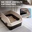 CROPLAS Katzenklo offen groß ohne Deckel,Katzenklo hoher Rand mit Streumatte & Schaufel, große Katzentoilette hoher Rand, cat Litter Box, Katzen klo,cat Toilet,Katzen toiletten, kedi tuvaleti, beige