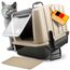 CROPLAS Katzenklo mit Deckel und Aktivkohlefilter, Katzenklo groß geschlossen, Katzentoilette geschlossen mit Klappe, geschlossene Katzentoilette mit Deckel groß, Katzen Klo XL große Katzen, beige