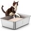 Edelstahl Katzenklo, Große Katzentoilette, XXL Katzentoilette Edelstahl Offen, Metall Katzenklo für Katzen Aller Größen & Kaninchen, Antihaftbeschichtet, Geruchsfrei, Leicht zu Reinigen, 60x40x20cm