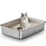 Edelstahl Katzenklo, Große Katzentoilette, XXL Katzentoilette Edelstahl Offen, Metall Katzenklo für Katzen Aller Größen & Kaninchen, Antihaftbeschichtet, Geruchsfrei, Leicht zu Reinigen, 70x50x15cm