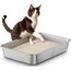 Edelstahl Katzenklo, Große Katzentoilette, XXL Katzentoilette Edelstahl Offen, Metall Katzenklo für Katzen Aller Größen & Kaninchen, Antihaftbeschichtet, Geruchsfrei, Leicht zu Reinigen, 50x35x10cm