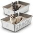 2er Set Edelstahl Katzenklo, Große Katzentoilette, XXL Katzentoilette Edelstahl Offen, Metall Katzenklo für Katzen Aller Größen & Kaninchen, Antihaftbeschichtet, Geruchsfrei (2 Stück, 60x40x20cm)