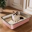 Edelstahl Katzenklo, Große Katzentoilette, XXL Katzentoilette Edelstahl Offen, Metall Katzenklo für Katzen Aller Größen Kaninchen, Antihaftbeschichtet, Leicht zu Reinigen (Rosa, 50x35x10cm)