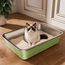 Edelstahl Katzenklo, Große Katzentoilette, XXL Katzentoilette Edelstahl Offen, Metall Katzenklo für Katzen Aller Größen Kaninchen, Antihaftbeschichtet, Leicht zu Reinigen (Grün, 50x35x10cm)