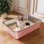 Edelstahl Katzenklo, Große Katzentoilette, XXL Katzentoilette Edelstahl Offen, Metall Katzenklo für Katzen Aller Größen Kaninchen, Antihaftbeschichtet, Leicht zu Reinigen (Rosa, 60x40x15cm)