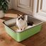 Edelstahl Katzenklo, Große Katzentoilette, XXL Katzentoilette Edelstahl Offen, Metall Katzenklo für Katzen Aller Größen Kaninchen, Antihaftbeschichtet, Leicht zu Reinigen (Grün, 45x35x15cm)