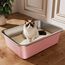 Edelstahl Katzenklo, Große Katzentoilette, XXL Katzentoilette Edelstahl Offen, Metall Katzenklo für Katzen Aller Größen Kaninchen, Antihaftbeschichtet, Leicht zu Reinigen (Rosa, 50x35x15cm)