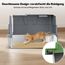 SZEE XL Edelsthal Katzenklo mit 180° Klappdeckel, Große Geschlossene Katzentoilette Edelstahl mit Deckel, Stainless Steel Cat Litter Box with Scoop-59x38x38cm, Dunkelgrau