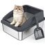 FURTIME Katzenklo Edelstahl, Katzentoilette Edelstahl 18L mit Schaufel, Katzenklo Metall mit Hochwandigem Seitengehäuse Auslaufsicher Gegen Verschüttungen für Kätzchen,Neugeborene Katze, 44x34x21cm