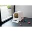 Curver petlife Katzentoilette mit Deckel, Katzenklo inklusive Schaufel, moderne Rattangeflecht-Optik, weiß, 51,5 x 38,5 x 40 cm